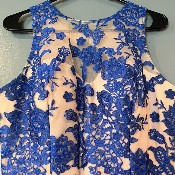 Stenay Cobalt Blue and Tan Evening Gown - Picture 4 of 9